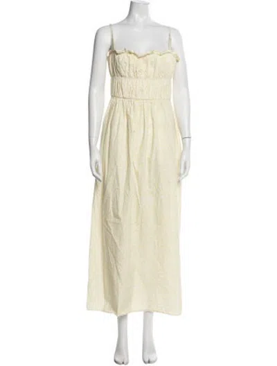 Pre-owned Coco Shop Printed Long Dress In Yellow