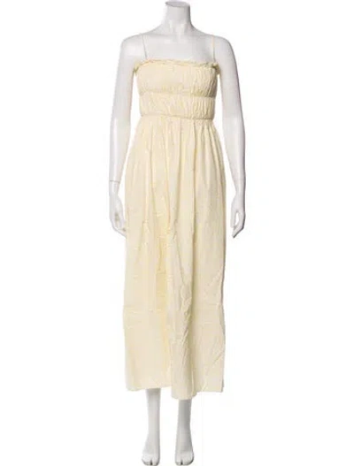 Pre-owned Coco Shop Printed Midi Length Dress In Yellow