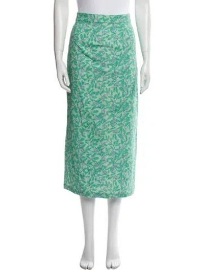 Pre-owned Coco Shop Printed Midi Length Skirt In Blue