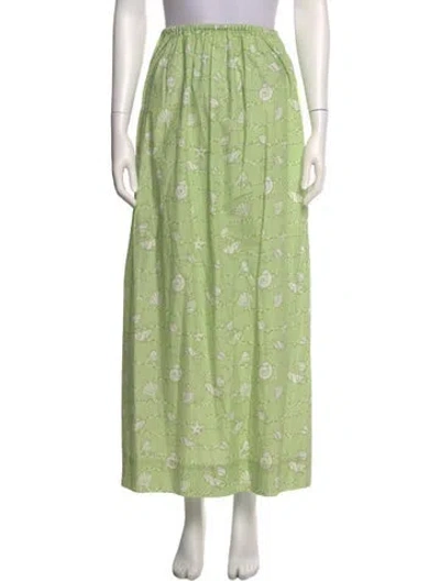 Pre-owned Coco Shop Printed Midi Length Skirt In Green