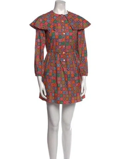 Pre-owned Coco Shop Printed Mini Dress In Red