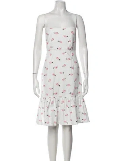 Pre-owned Coco Shop Printed Mini Dress In White