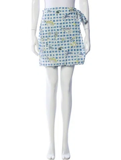 Pre-owned Coco Shop Printed Mini Skirt In Blue