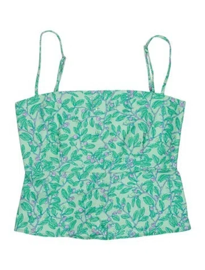 Pre-owned Coco Shop Printed Strapless Crop Top In Blue
