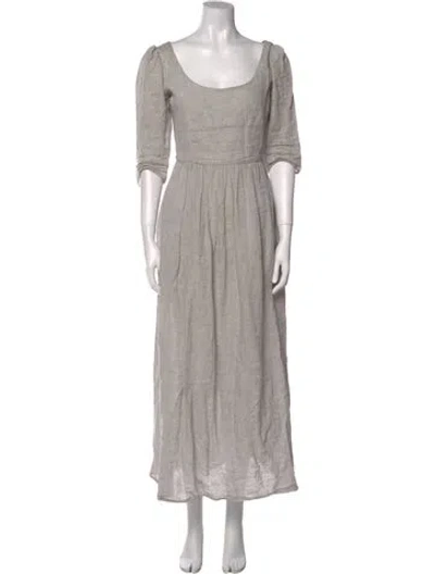 Pre-owned Coco Shop Scoop Neck Long Dress In Gray