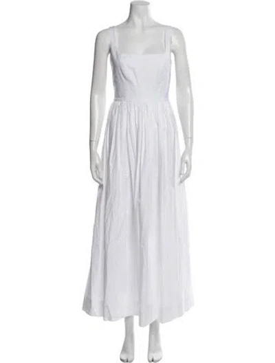 Pre-owned Coco Shop Square Neckline Long Dress In White