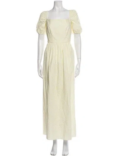 Pre-owned Coco Shop Square Neckline Long Dress In White