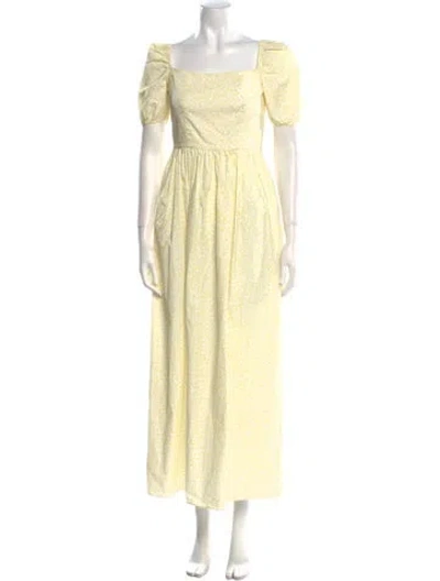 Pre-owned Coco Shop Square Neckline Long Dress In Yellow