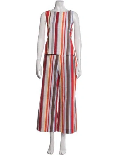 Pre-owned Coco Shop Striped Pant Set In Orange