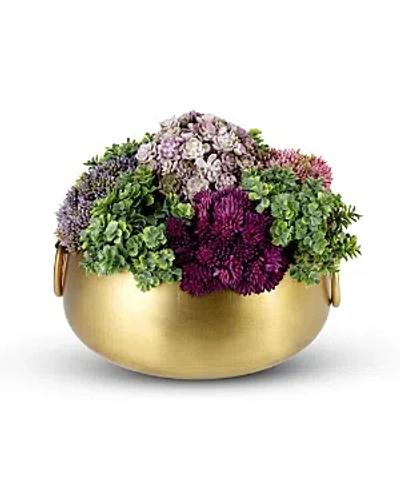 Cocobella Alba Gold-tone Sedum Arrangement In Multicolor-gold Vase