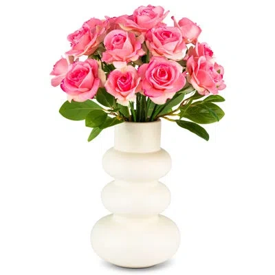 Cocobella Artful Interiors Realtouch Rose Arrangement In Pink