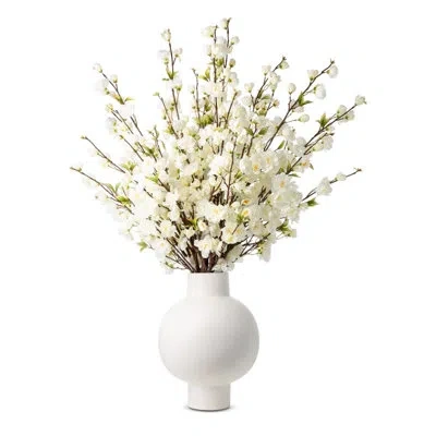 Cocobella Functional Beauty Cherry Blossom Floral Arrangement In Vase In White