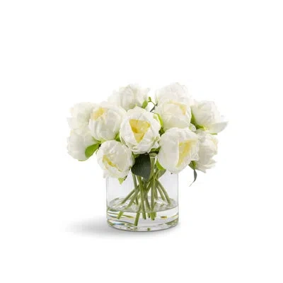 Cocobella Giverny Realtouch Peony Arrangement In Snow