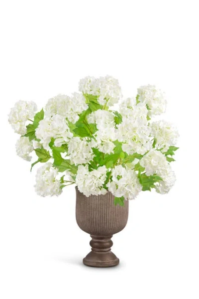 Cocobella Maelle Realtouch Snowball Hydrangea Pedestal Arrangement In White