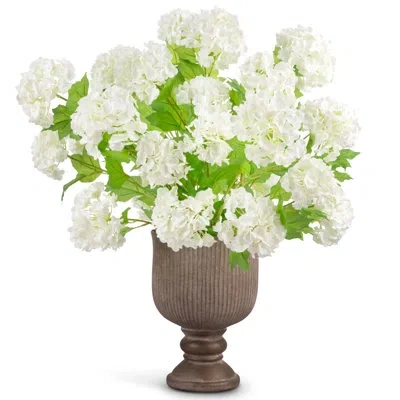 Cocobella Maelle Realtouch Snowball Hydrangea Pedestal Arrangement In White