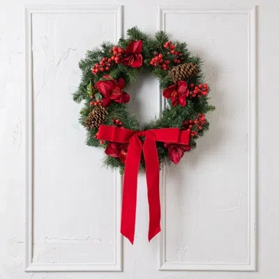 Cocobella Natalee 30" Wreath In Brown,green,red