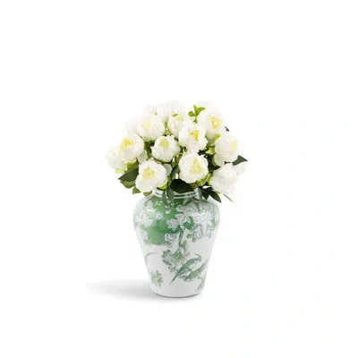 Cocobella Pivoine Realtouch Peony Toile Arrangement In White