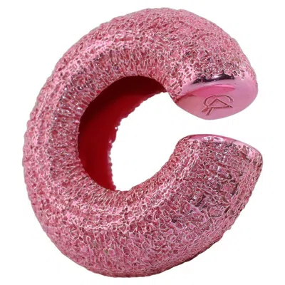 Pre-owned Cocoerow Fine Jewelry Beatrice Mini Textured Ear Cuff Pink By