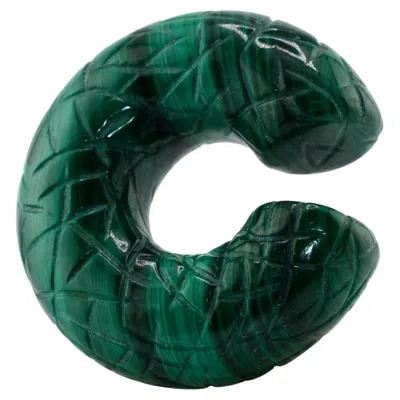 Pre-owned Cocoerow Fine Jewelry Hand-carved Natural Malachite Ear Cuff By Cocoerow, Modern Sculptural Jewelry In Multi