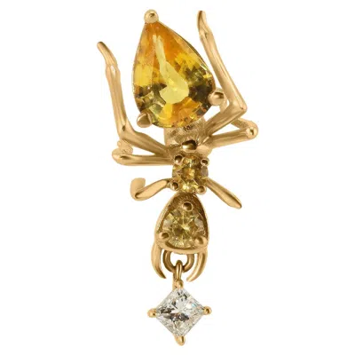 Pre-owned Cocoerow Fine Jewelry Kokoro Stud Earring In 14k Yellow Gold With 1.01 Ct Yellow Sapphire And 0.05 Ct