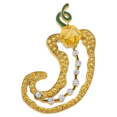 Pre-owned Cocoerow Fine Jewelry Rodo Earring, 14k Yellow Gold Yellow Sapphire Sculptural Fine Jewelry, Cocoerow