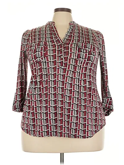 Pre-owned Cocomo 3/4 Sleeve Blouse In Burgundy