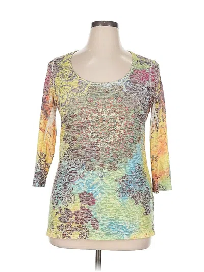 Pre-owned Cocomo 3/4 Sleeve Top Yellow Scoop Neck Tops