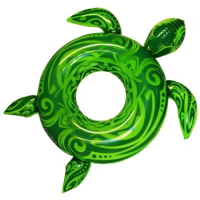 Coconut Float Coconut Outdoor: Green Translucent Sea Turtle - 48" Pool Float, Inflatable Ring, Durable Anti-leak, 