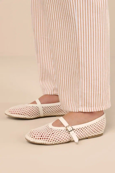 Coconuts By Matisse Nolita Ivory Raffia Netted Buckle Ballet Flats