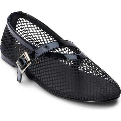 Coconuts By Matisse Nolita Black Mesh Buckle Ballet Flats