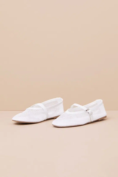 Coconuts By Matisse Nolita White Mesh Buckle Ballet Flats