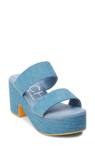 Coconuts By Matisse Ocean Ave Espadrille Platform Slide Sandal In Denim