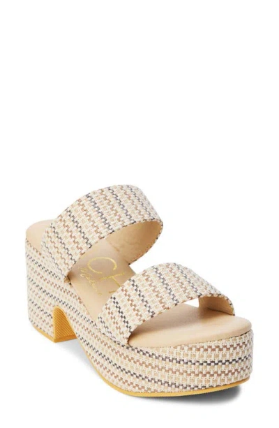 Coconuts By Matisse Ocean Ave Espadrille Platform Slide Sandal In Ivory Mosaic