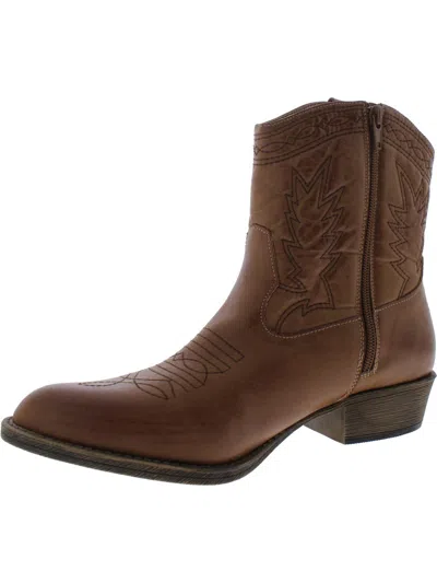 Coconuts By Matisse Pistol Womens Faux Leather Zipper Cowboy, Western Boots In Brown