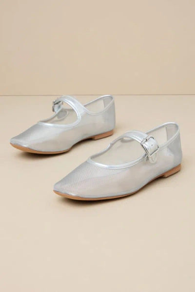 Coconuts By Matisse Tribeca Silver Sheer Mesh Ballet Flats