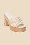 Coconuts By Matisse Glenn Natural Crochet Beaded Platform High Heel Slide Sandals In White
