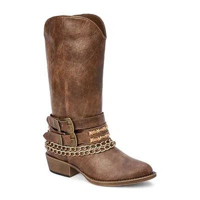Coconuts By Matisse Womens Billy Block Heel Cowboy Boots In Brown