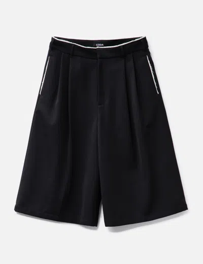 Coda Black Gabardine Deviation Wide Cut Largo Shorts