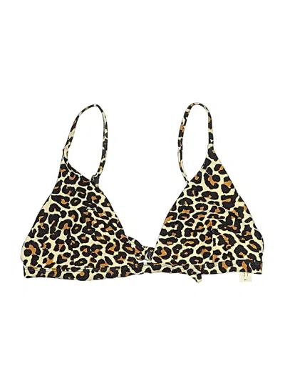 Pre-owned Code B Swimsuit Top Brown Leopard Print Pattern Swimwear