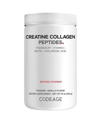 Codeage Creatine Collagen Peptides Vanilla Powder Supplement In White