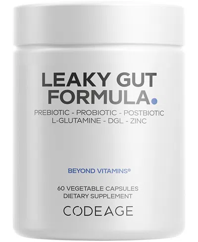Codeage Leaky Gut, L-glutamine Supplement, Licorice Root, Pre + Probiotics, Postbiotic In White