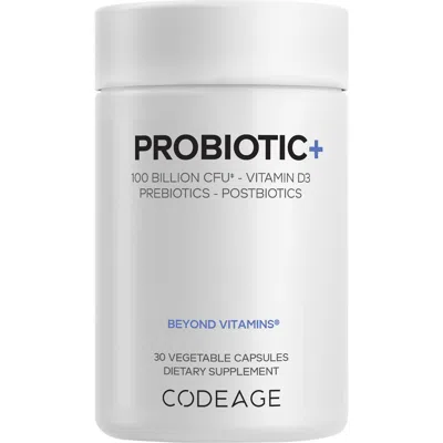 Codeage Probiotic+ 100b Cfu, 12 Strains, Pre/postbiotics, D3 Supplement In White