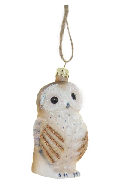 Cody Foster & Co. Bashful Owl Glass Ornament In Multi