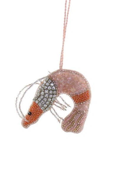 Cody Foster & Co. Beaded Shrimp Ornament In Pink