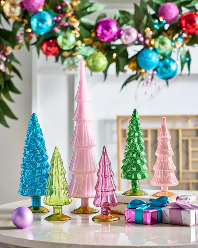 Cody Foster & Co Bright Glass Trees, Set Of 6 In Multi