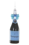 Cody Foster & Co. Champagne Bottle Glass Ornament In Multi