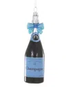 Cody Foster & Co. Champagne Bottle Glass Ornament In Blue