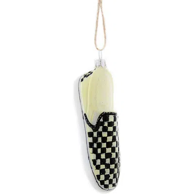 Cody Foster & Co. Checkered Shoe Glass Ornament In Multi