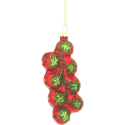 Cody Foster & Co. Cherry Tomatoes Glass Ornament In Red