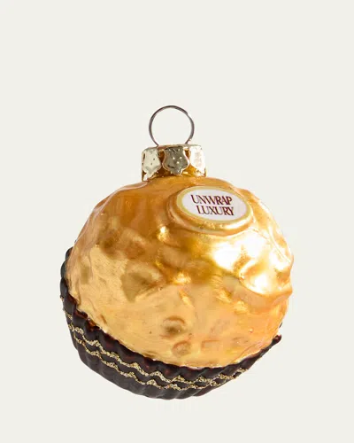 Cody Foster & Co Chocolate Hazelnut Bon Bon Christmas Ornament In Gold